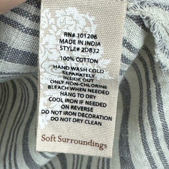 Soft Surroundings Perla Striped Embroidered Tunic Blouse Sz XL embellished - Picture 6 of 6